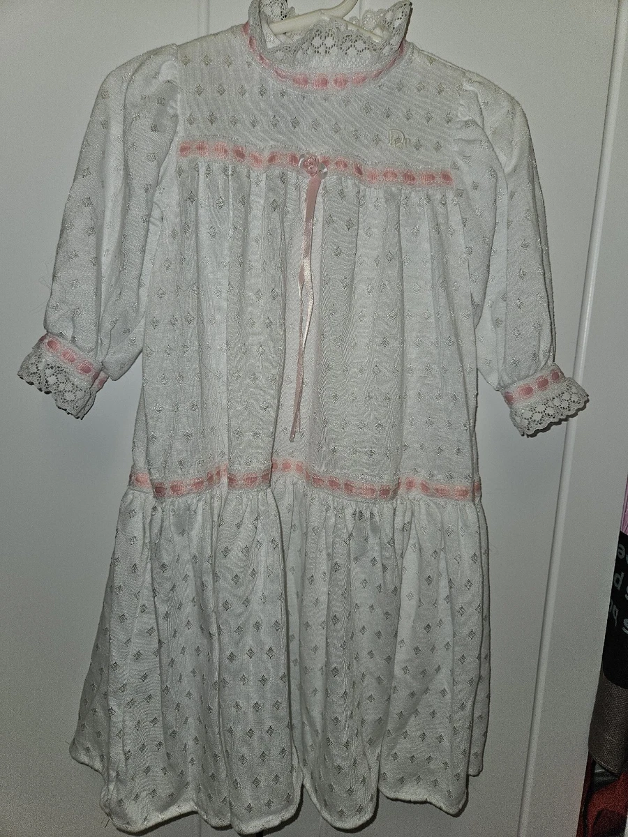 Baby Dior Nightgown With Pink Ribbon And Embroidery Logo Sz 18
