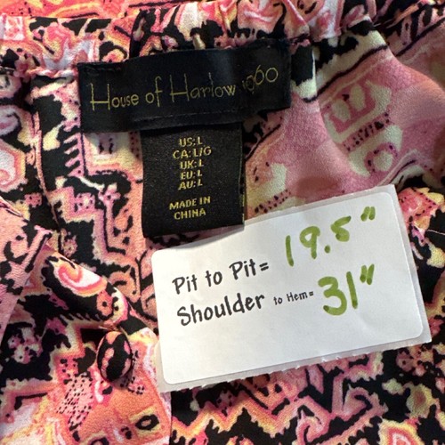 House of Harlow 1960 Ruffle Romper Pockets Pink Black Print Casual Summer Size L - Picture 3 of 6