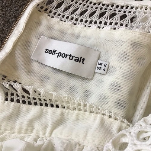Self Portrait Dress Size AU 8 US 4 White Off Lace MIDI Bridal Quiet Luxury - Picture 19 of 21