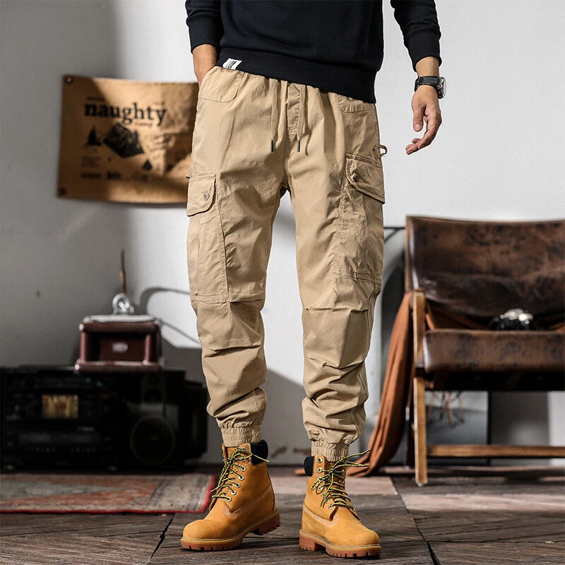 Mens Stylish Cargo Overalls Military Pants Hip Hot Trousers Long