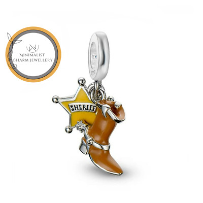 Sheriff Charm, Design Star And Shoe Dangle Charm, Jewelry Gift For Women