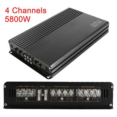5800W 4 Channel Car Amplifier 4 Ohms Slim Stereo Audio Amp Speaker System Device