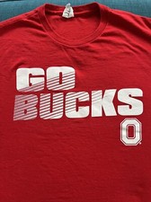 VTG Retro Ohio State University Buckeyes Mens Tee Shirt Large Go Bucks Red White