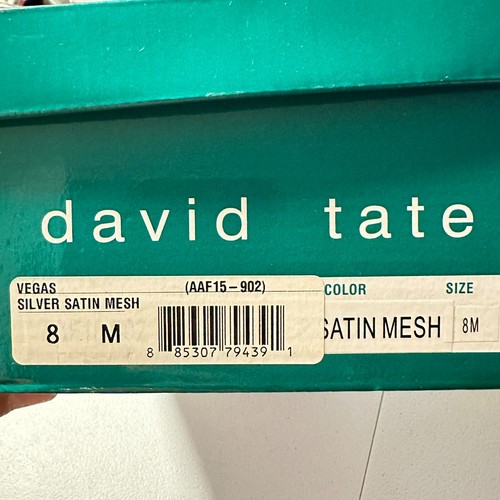 David Tate Damen Vegas silber Satin Netz Größe 8M - Bild 7 von 7