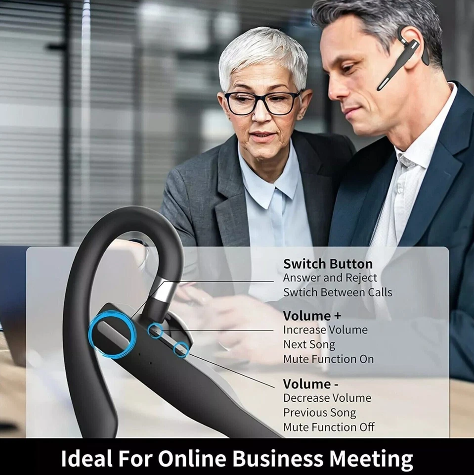 Nuevo Trucker Micrófono Inalámbrico Azul Loro Bluetooth Cancelación de Ruido Auriculares Auricular Foto 3 de 4