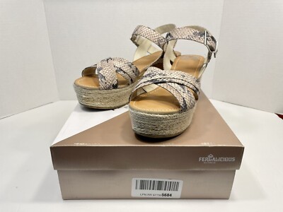 Fergalicious Fergi Espadrille Wedge Sandal Pounce Boa Snake Print Choose Size