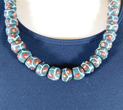 Collar 25 cuentas venecianas vintage africanas pintadas a mano 7/2385 - Imagen 3 de 4