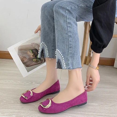 Women Flats Slip On Flat Shoes Formal Ladies Square Toe Classic Pumps Buckle - Bild 77 von 113