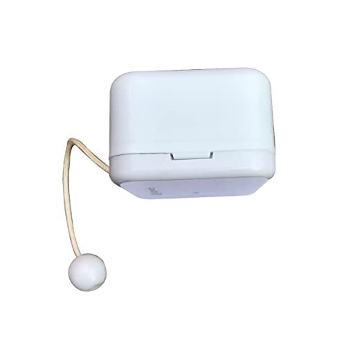 White Plastic Pull String Cord Music Box with Sankyo Musical Jingle Bells. - Picture 5 of 6