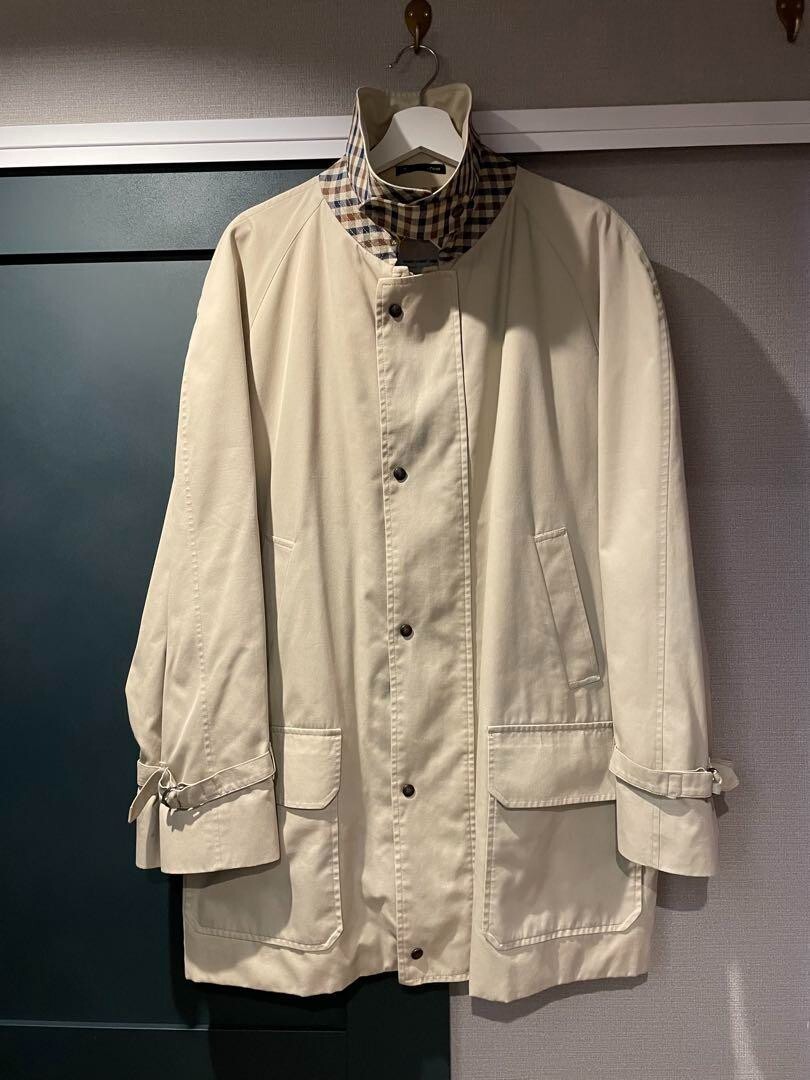 Vintage Aquascutum 80s Club Check Balmacan Coat Half Coat