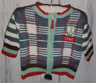 Cakewalk Blue Brown Red White Stripe Sweater Size EUR 56 1-2 months 3 0-3 *W24