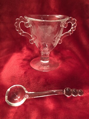 Candlewick Sugar Server Imperial Etched Glass Spoon Ice Cream Cup Serving Piece