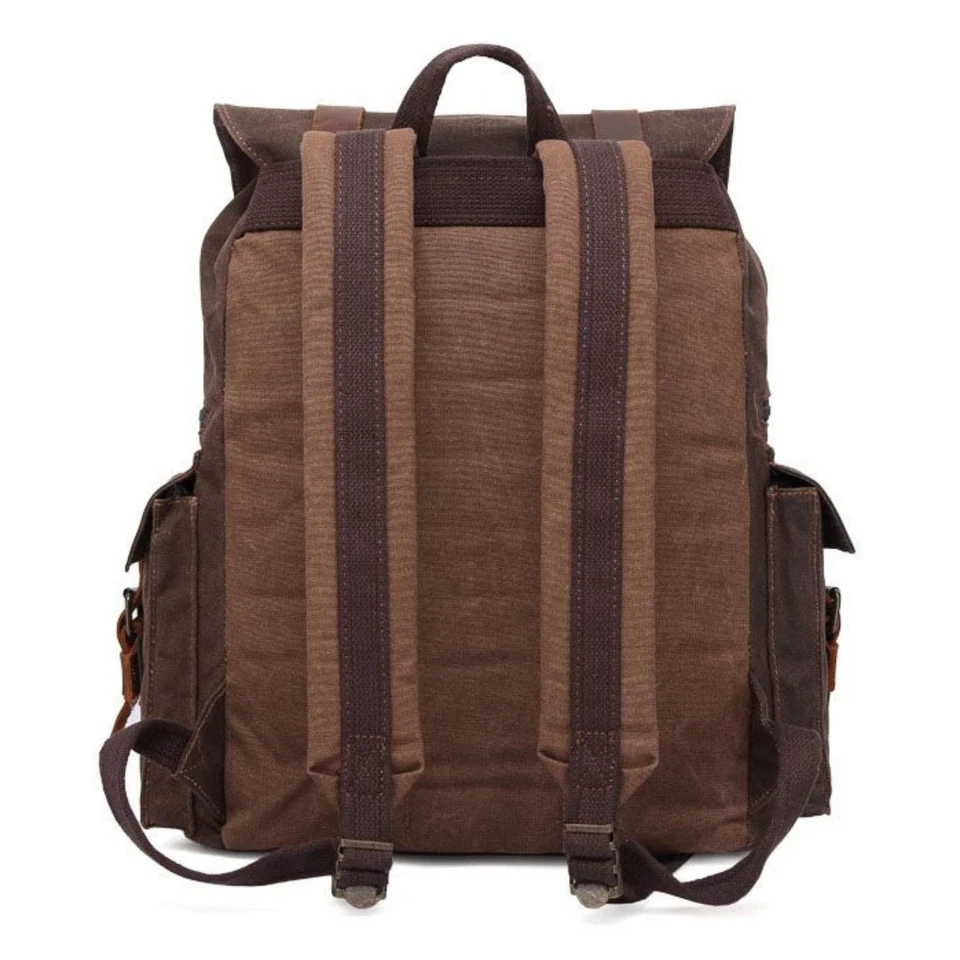 Waterproof Waxed Canvas With Leather Strap Backpack - Image 2 of 3