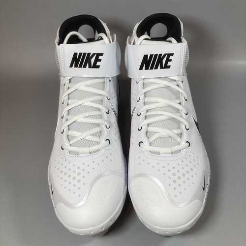 Size 7 Rare Nike Alpha Huarache Elite 3 Mid White Black Baseball CV3550 105 - Picture 2 of 4