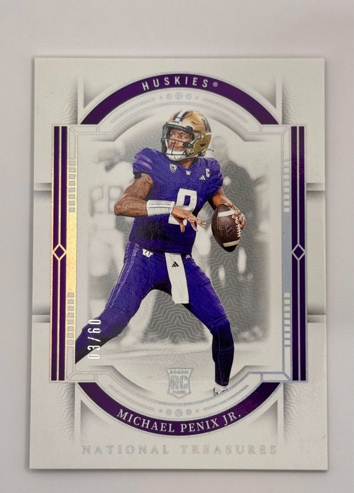 2024 Michael Penix Jr. National Treasures Collegiate Silver #1 /60 Rookie Card