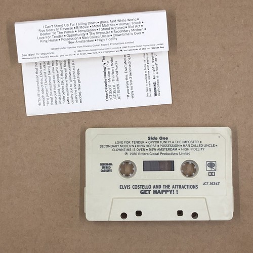 ELVIS COSTELLO Cassette Tape 80s New Wave GET HAPPY NEW AMSTERDAM ATTRACTIONS - Picture 2 of 6