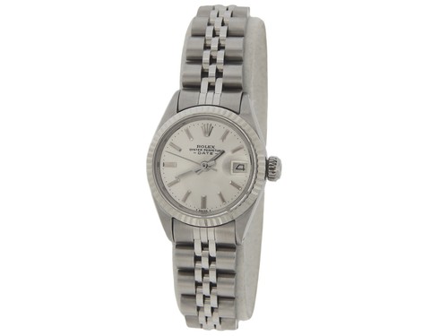 Reloj para damas Rolex acero inoxidable fecha 6917 esfera plateada - Imagen 2 de 7