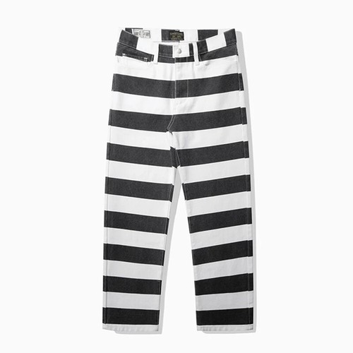 High Quality Heavyweight Cotton Men Striped Thick Canvas Pants Durable Casual