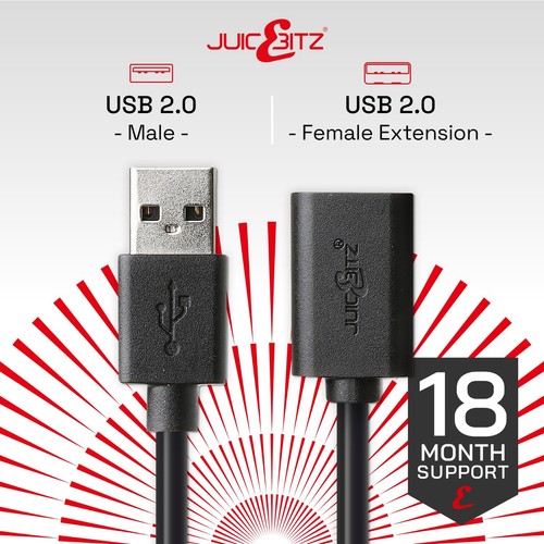 JuicEBitz® USB 2.0 męski na żeński przedłużacz przewód szybkiego ładowania transferu danych - Zdjęcie 11 z 36
