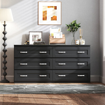 Modern 6 Drawer Dresser Storage Cabinet Chests of Drawer for Bedroom White/ Black | eBay