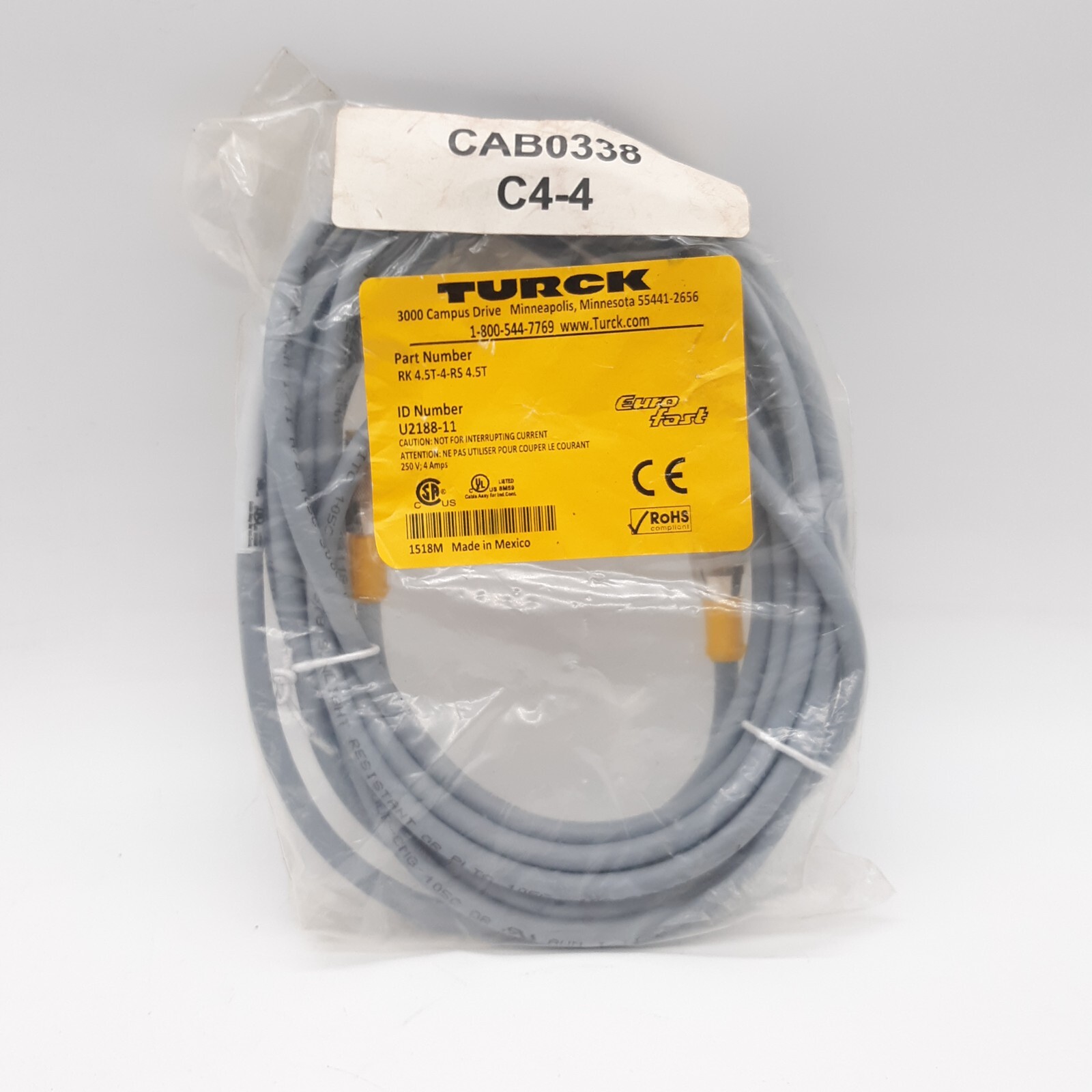 Turck RK4.5T-4-RS4.5T Double Ended Cordset | eBay