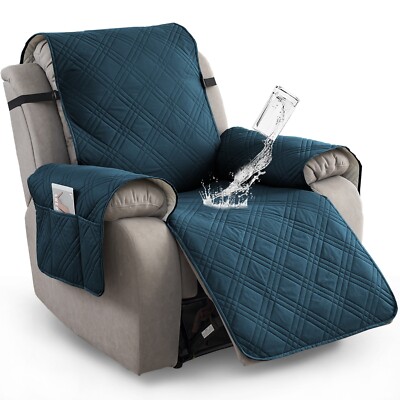 100% waterproof non-slip recliner cushion, side pockets, home decor protection