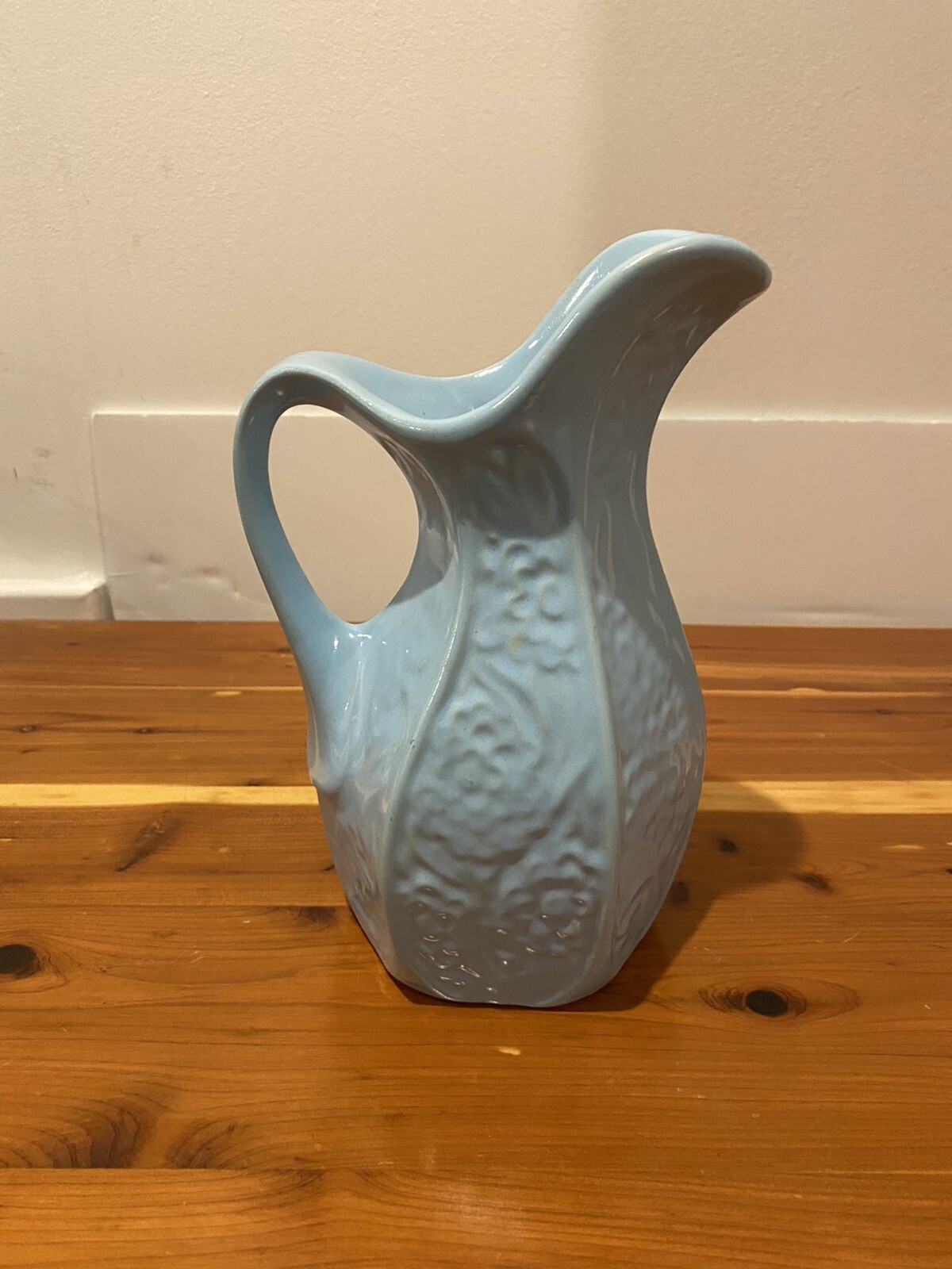 Vintage Zanesville Pottery Pitcher Light Blue eBay
