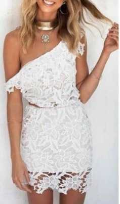 Lily Floral Lace Off Shoulder Beach Mini Dress White By: Sabo Skirt NWOT Sz  XS | eBay