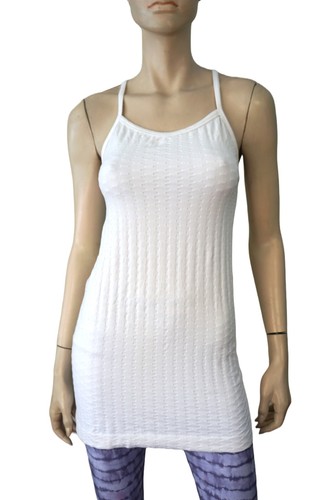 ATHLETA sz L Long Length Sweat Life Textured White Racerback Tank Top BRAND NEW - Picture 4 of 4