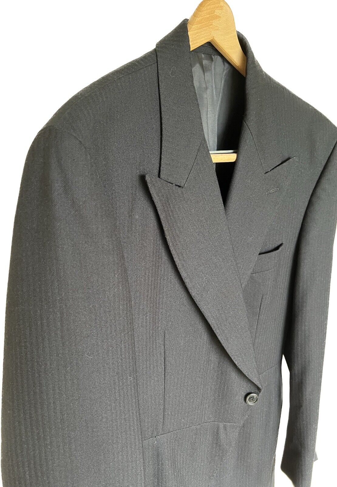1950’s Men’s Herringbone Wool Cutaway Jacket Size… - image 2