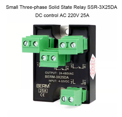 Small Three-phase Solid State Relay SSR-3X25DA DC control AC 220V 25A