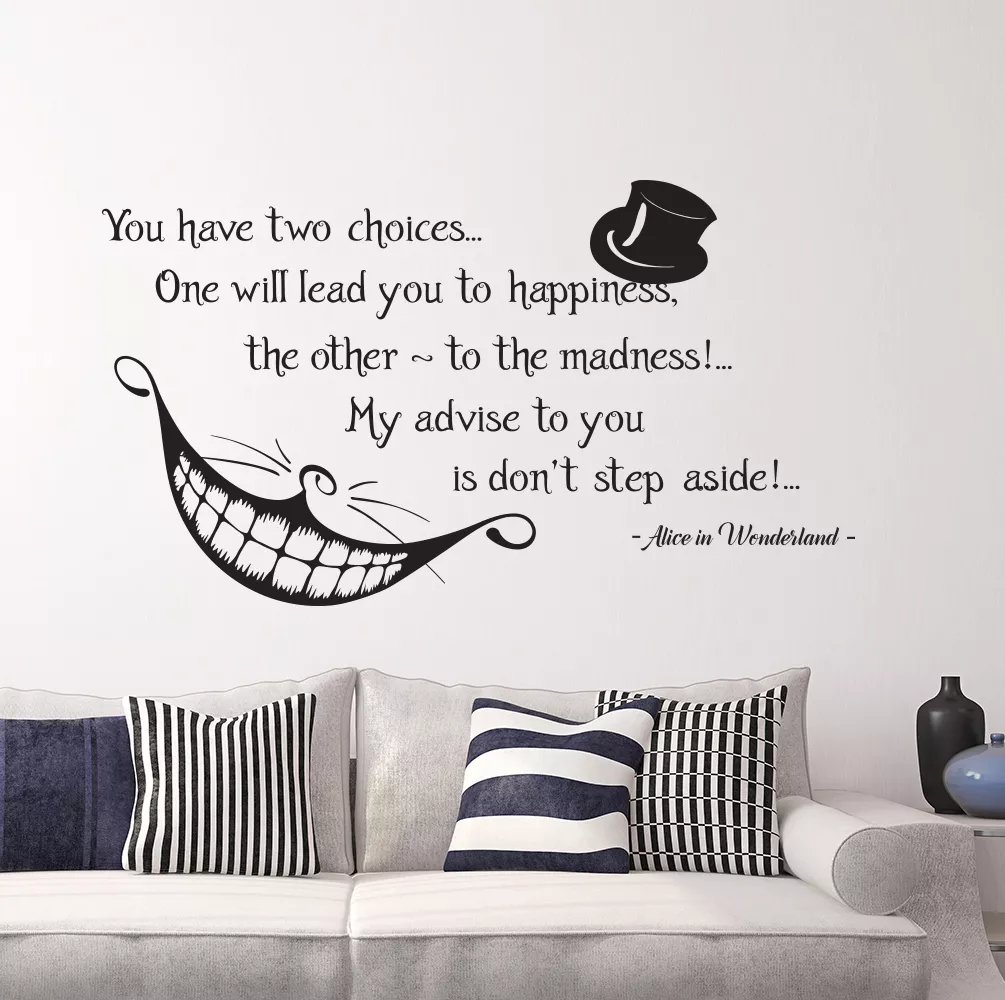 Alice in Wonderland Quote Wall Vinyl Decals Cheshire Cat Bedroom