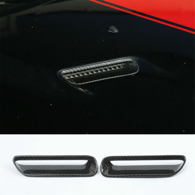 Carbon Fiber Engine Cowl Hood Scoop Air Vent Trim For Dodge Challenger 2009-2014