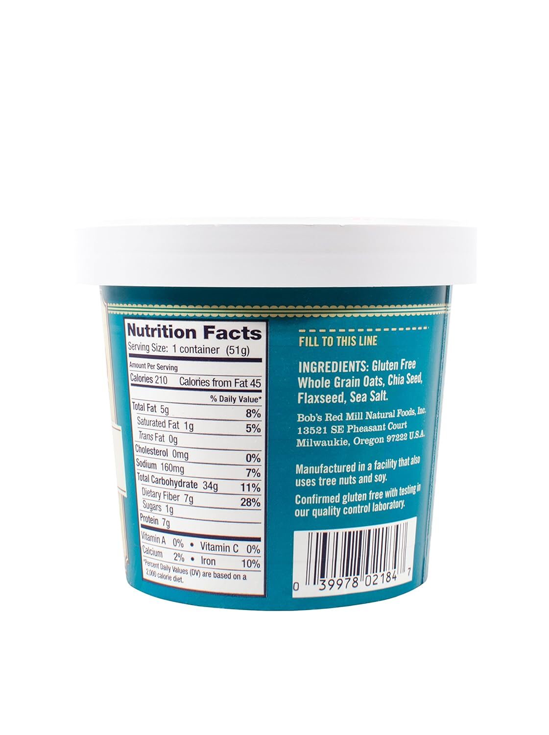 Bob'S Red Mill  Gluten Free Oatmeal Cup Classic With Flax/Chia   1.81 Oz