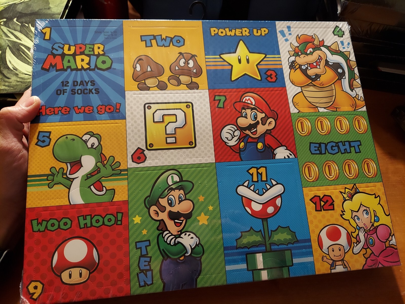 Boys 4-8 Nintendo Mario 12 Days of Socks Advent Calendar Box