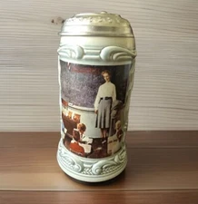VTG Saturday Evening Post Series Mug Pewter Lid Ceramic Norman Rockwell Unique