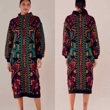 Farm Rio | Yawanawa Stripe Midi Sweater Dress NWT