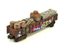 O,LIONEL,GONDOLA,CRATES BARREL,LOAD,RUSTY,TRAIN,CUSTOM,COLLECTIBLE,TOYS,HANDMADE