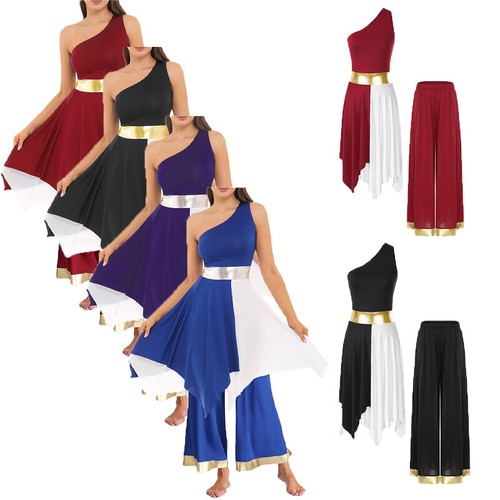 Mujer Conjunto Pantalones Vestido Irregular Ropa de Baile Rendimiento Lírico Pierna Ancha Dobladillo - Imagen 3 de 59