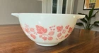 Vintage Pyrex White with Pink Gooseberry Nesting Bowl 441 - 1 1/2 pt