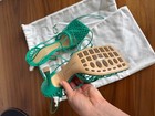 Bottega Veneta Mesh Lace-Up Square Toe Pumps Green Heels NWOB w/ Dust Bags — photo 7