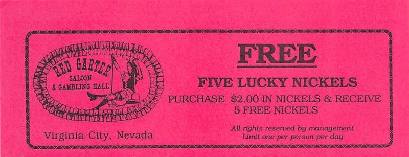 Red Garter Casino - Virginia City, NV - Vintage Paper Coupon