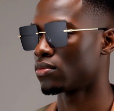 Men Sunglasses Square Oversized Rimless Oversized Shades Hip Hop Style Fashion