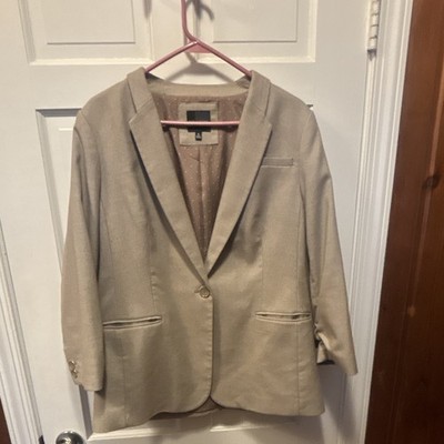 THE LIMITED Women's XL Beige Single-Breasted One-Button Notch Lapel Blazer