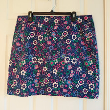 Talbots Blue Pink Green Floral Straight Skirt Short Pockets Women's Size