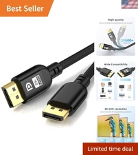 6.6FT High Refresh Rate DisplayPort Cable - 8K@60Hz, Perfect for Gaming Setups