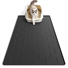 Silicone Cat Litter Trapping Mat, 34''x22'' Large Cat Litter Mat, Easy to Cle...