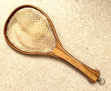 Wood Frame Inland Trout Landing Fishing Net Rubber Bag 14" L X 10" W X 11" Deep