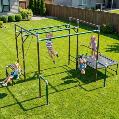 Hapfan Playground Set Jungle Gym Monkey Bars Swing Trapeze Bar Heavy Duty EZ Set