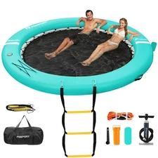 Inflatable Dock Floating Platform, 8ft Inflatable Water Hammock Floating Deck...